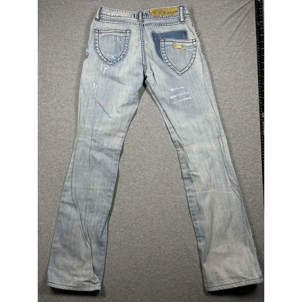 DOLCE AND GABBANA Jeans Designer Floral Embroidered Y2K Distressed Measure 26x30 - Picture 6 of 14